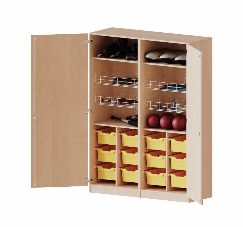 Sportschrank mit 12 Boxen, 4 Dekore